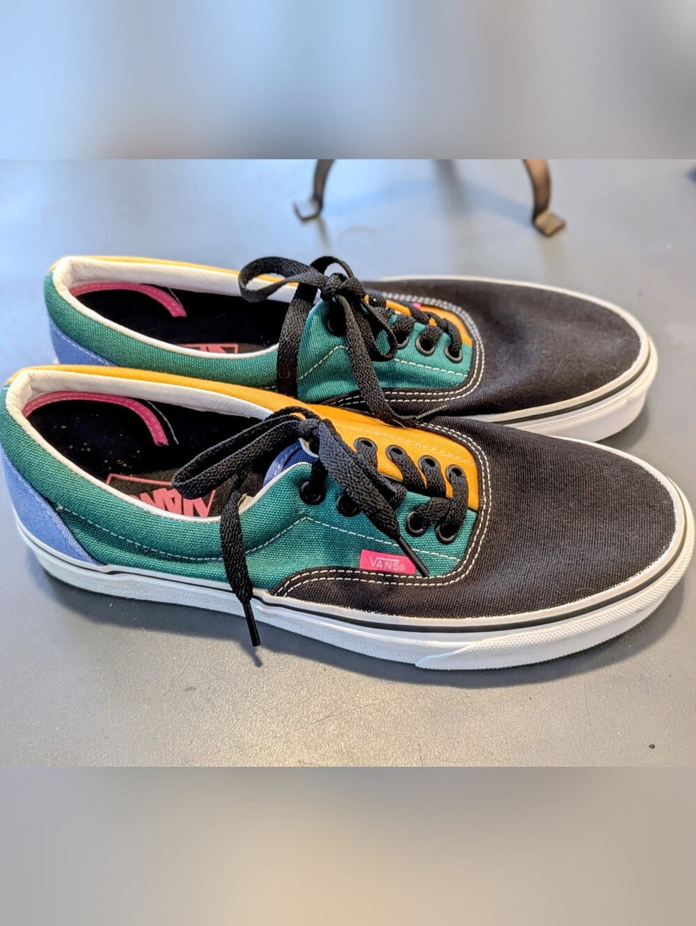Vans Sneakers Mens 8.5  Wmn 10 Multicolor Colorblock Black Blue Yellow Shoes
